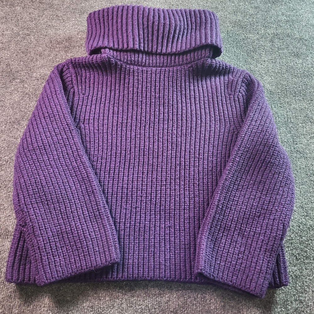 Express Purple Ribbed Turtleneck Sweater Size S Cozy Knit Pullover